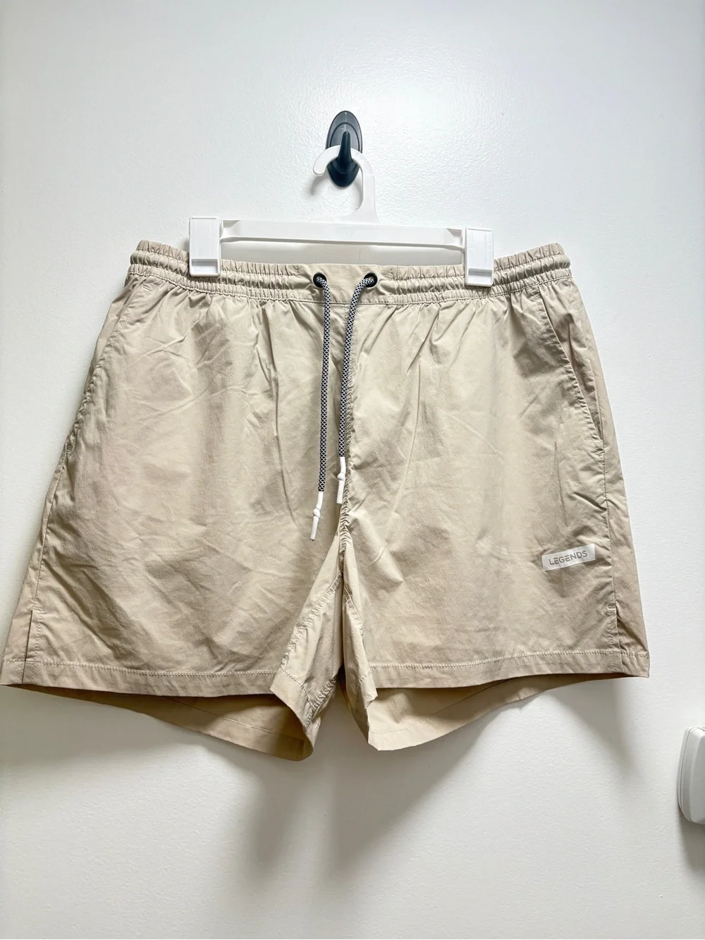 LEGENDS Men's Beige Quick-Dry Swim Trunks with Drawstring Waist